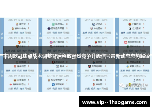 本周欧冠焦点战术调整背后释放强烈竞争升级信号最新动态态势解读